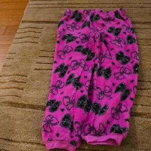 5/25 Pink Fleece Pajama Pants with Black Bow Print Size 6